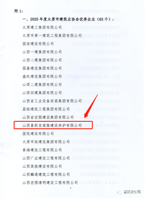 喜跃发荣获2020年度太原市建筑业协会建筑业优秀企业(图3)