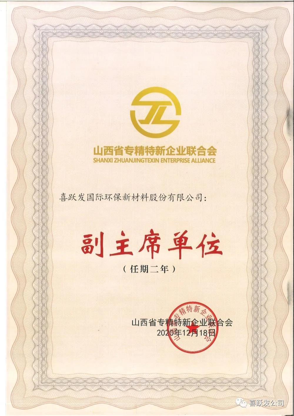资讯 | 喜跃发被评为山西省专精特新企业联合会副主席单位(图2)
