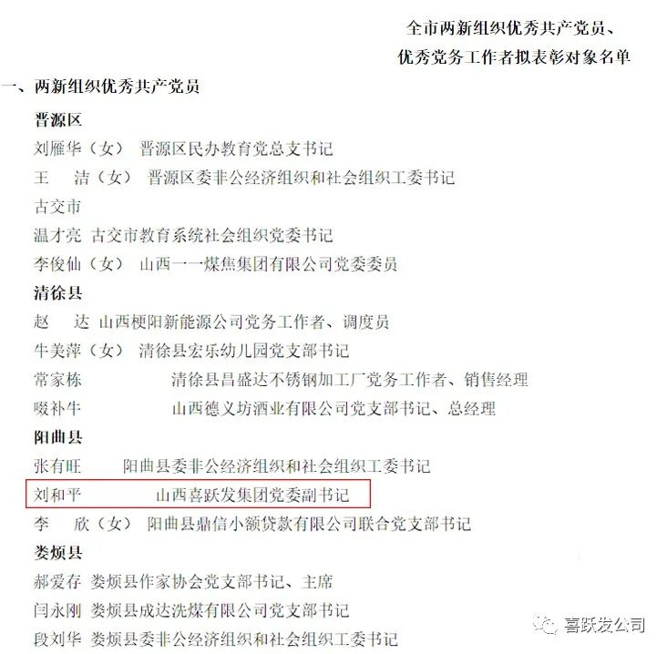 喜讯 | 喜跃发集团党委书记、董事长刘跃，党委副书记刘和平荣获优秀党务工作者称号(图6)